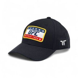 ​UFC Rectangle Flag Tokyo Time Adjustable Baseball Black Hat -NEW